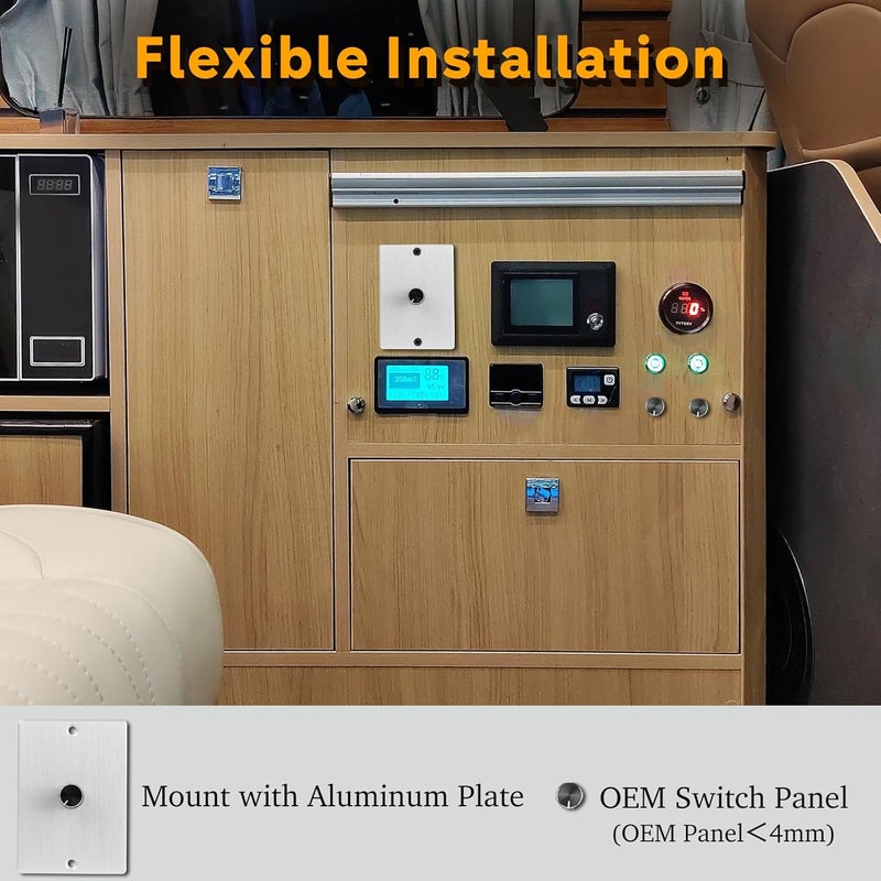 Obeaming 12 Volt PWM LED Dimmer Switch 15A 180W, Push On/Off, Rotary Knob Dimming,12V/24V Light Dimmer for RV Boat Truck Camper Van Trailer Light Fixture, LED Strip Lights (High Side, Silver Panel) - Image 5